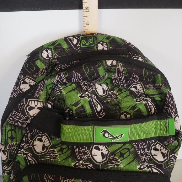 No Fear Green & Black Backpack School Sports Bag Over Shoulder Bag Laptop Zip - Picture 7 of 15